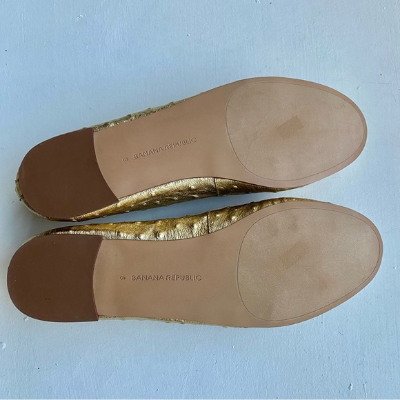 Banana Republic Golden Ostrich Leather Bow Ballet Flats - Picture 6 of 8